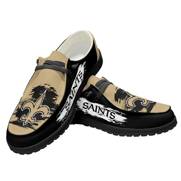 Women's New Orleans Saints Loafers Lace Up Shoes 001 (Pls check description for details)